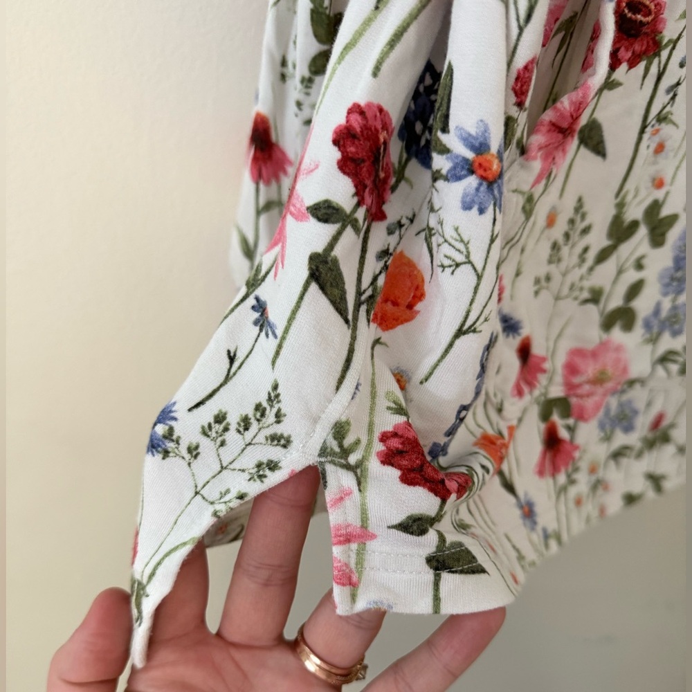 Jambys House Hoodie Spring Floral White & Purple Womens Small Lightweight Soft - Picture 7 of 13